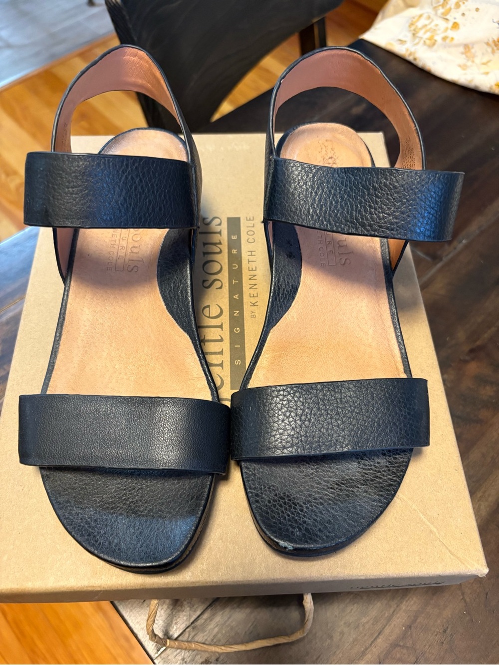 Gentle Sole By Kenneth Cole Women's Black Wedge Sandals, Size 7 (Original Box!)
